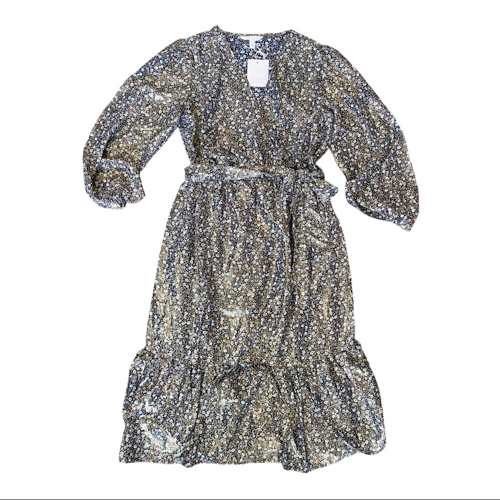 NWT Lauren Conrad Puff Sleeve MIDI WRAP DRESS